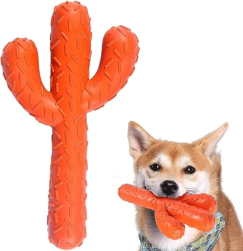 ERKIES Hundekauspielzeug, Hunde-Kauspielzeug für Aggressive Kauer, interaktives Kaktus Gummispielzeug Hundepuzzle-Spiel, für Training und Reinigung der Zähne (Orange) von ERKIES