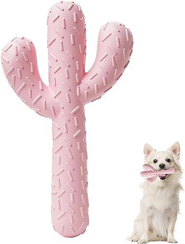 ERKIES Hundekauspielzeug, Hunde-Kauspielzeug für Aggressive Kauer, interaktives Kaktus Gummispielzeug Hundepuzzle-Spiel, für Training und Reinigung der Zähne (Rosa) von ERKIES