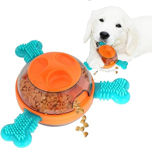 ERKIES Hundekauspielzeug Quietschendes Hundespielzeug, Leckerlispender Hundespielzeug mit 3 Gummiknochen,Slow Feeder für mittlere und große Hunde von ERKIES