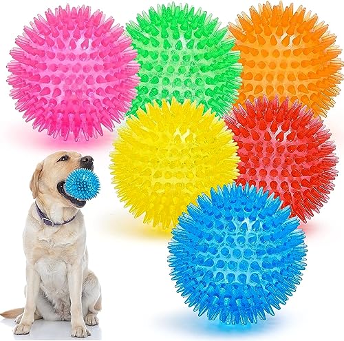 ERKIES Quietschende Hundespielzeuge, 6.5cm großer Hundespielzeugball, 6 Farben, Welpen-Kauspielzeug zum Zahnen, ungiftiges, BPA-freies Hundespielzeug für Aggressive Kauer (S) von ERKIES