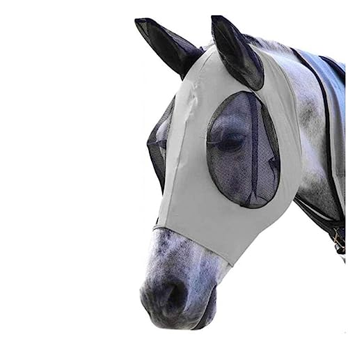 ERKIES fliegenmaske Pferd uv Schutz, Netz-Pferdekopf-Abdeckung, Reitsport Produkte, Abriebfeste, elastische, Atmungsaktiv, Sommer, warmblut (Weiß) von ERKIES