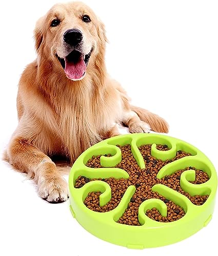 Slow Feeder Hundenapf, Anti schling napf Hund, rutschfest Slow Eating Hundenapf, Puzzle, langsames Fressen, modernes Labyrinth (Grün, L) von ERKIES