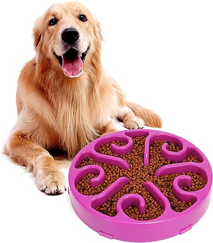 Slow Feeder Hundenapf, Anti schling napf Hund, rutschfest Slow Eating Hundenapf, Puzzle, langsames Fressen, modernes Labyrinth (Violett, L) von ERKIES