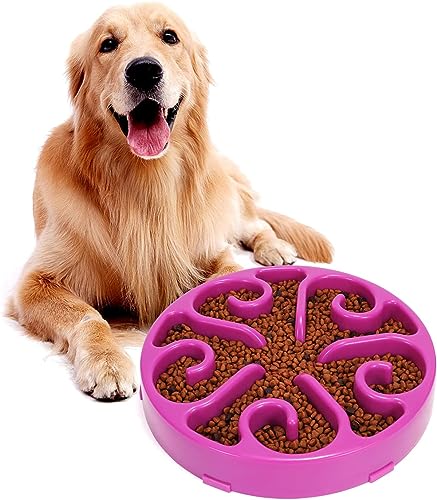 Slow Feeder Hundenapf, Anti schling napf Hund, rutschfest Slow Eating Hundenapf, Puzzle, langsames Fressen, modernes Labyrinth (Violett, L) von ERKIES