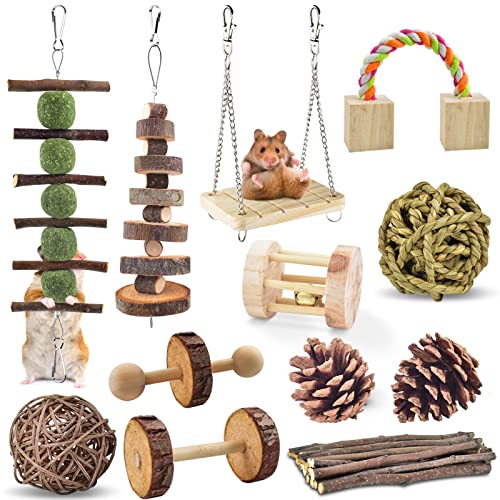 ERKOON 12 Stück Hamster Kauspielzeug, Natürliches Kaninchen Meerschweinchen Holz Übung Glockenrolle Zahnpflege Molar Backenzahnspielzeug Spielzeug für Ratten Chinchillas Spielzeug Zubehör ERKOON 12 Stück Hamster Kauspielzeug, Natürliches Kaninchen Meerschweinchen Holz Übung Glockenrolle Zahnpflege Molar Backenzahnspielzeug Spielzeug für Ratten Chinchillas Spielzeug Zubehör von ERKOON