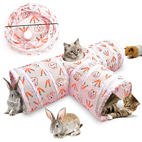 ERKOON 3-Wege-Katzentunnel, Katzenspielzeug, Kaninchentunnel, 25 cm Karotte, zusammenklappbar, Katzen-Kaninchentunnel, Kätzchen, Welpen usw. Kleintiere von ERKOON
