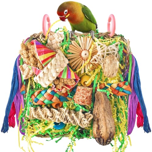 ERKOON Conure Toys Vogelspielzeug für Nymphensittiche, Futtersuche, Schaukel, Papageien, Kletter-Hängematte, Wand mit buntem Spielzeug für Vögel, zum Zerkleinern von Seegras, Vogelkäfig, ERKOON Conure Toys Vogelspielzeug für Nymphensittiche, Futtersuche, Schaukel, Papageien, Kletter-Hängematte, Wand mit buntem Spielzeug für Vögel, zum Zerkleinern von Seegras, Vogelkäfig, von ERKOON