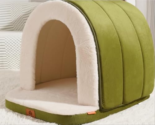ERNAN Katzenhöhle große Katzen - Faltbare Katzenbett.Waschbares Hundebett, Komfortables Haustier-Katzenhaus, Haustierbett Mit Rutschfestem Boden,weiches und warmes Katzenhaus für drinnen (Green, M) von ERNAN