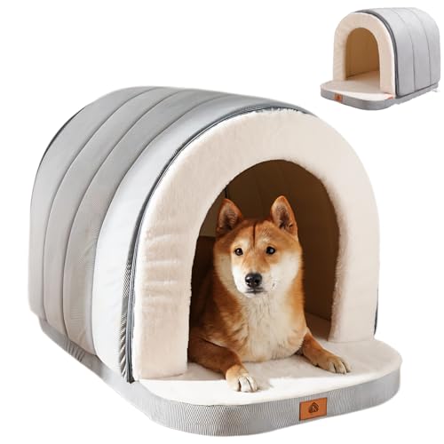 ERNAN Katzenhöhle große Katzen - Faltbare Katzenbett.Waschbares Hundebett, Komfortables Haustier-Katzenhaus, Haustierbett Mit Rutschfestem Boden,weiches und warmes Katzenhaus für drinnen (Grey, M) von ERNAN