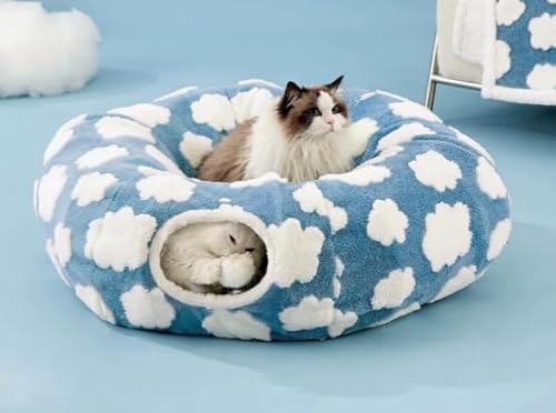 ERNAN Katzenspielzeug Katzentunnel.Faltbarer Katzen Tunnel, Bunny Tunnel,Spieltunnel & Krabbeltunnel für Kätzchen, Welpen, Kaninchen, kleine Hunde (Blue) von ERNAN