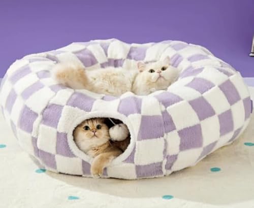 ERNAN Katzenspielzeug Katzentunnel.Faltbarer Katzen Tunnel, Bunny Tunnel,Spieltunnel & Krabbeltunnel für Kätzchen, Welpen, Kaninchen, kleine Hunde (Purple) von ERNAN