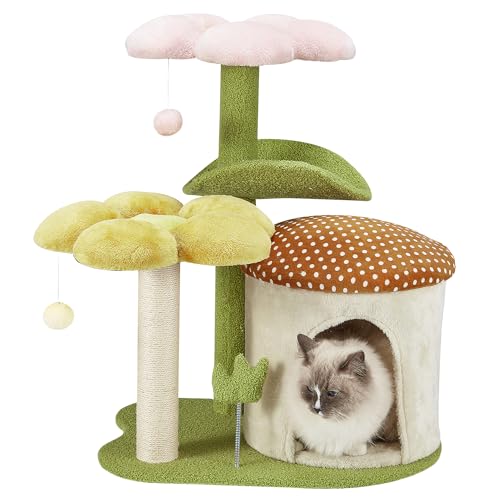 EROMMY Katzenbaum 76 cm Blumen- & Pilzkatzenbaum Kratzbaum mit 2 Plüschbälle und Grasförmiger Plüsch-Federball Katzenspielzeug, Katzenkratzbaum Spielturm Sisal Katzenhaus Kratzsäule, grün EROMMY Katzenbaum 76 cm Blumen- & Pilzkatzenbaum Kratzbaum mit 2 Plüschbälle und Grasförmiger Plüsch-Federball Katzenspielzeug, Katzenkratzbaum Spielturm Sisal Katzenhaus Kratzsäule, grün von EROMMY