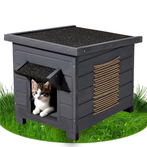 Erommy Katzenhaus aus Holz mit Isolierschicht,Katzenhütte mit Asphaltdach,Wetterfestes Winterfester Katzenschutz mit Schaumstoff-Dämmung für alle Jahreszeiten,für drinnen & draußen Erommy Katzenhaus aus Holz mit Isolierschicht,Katzenhütte mit Asphaltdach,Wetterfestes Winterfester Katzenschutz mit Schaumstoff-Dämmung für alle Jahreszeiten,für drinnen & draußen von EROMMY