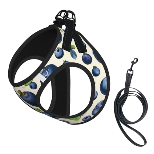 Blueberry Pattern01 Hundegeschirr, verstellbar, für Spaziergänge, Welpen, Leinenclips, Haustiergeschirr, Training, Haustierweste von ERSDWRE