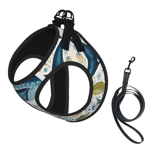 Bluefish Design 01 Hundegeschirr, verstellbar, für Spaziergänge, Welpen, Leinenclips, Haustiergeschirr, Trainingsweste von ERSDWRE