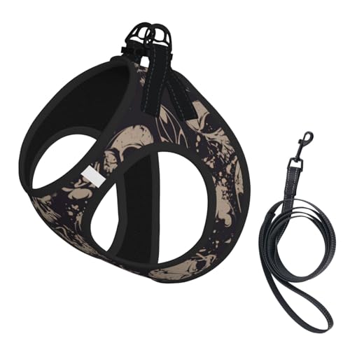 Cooles Hundegeschirr mit Totenkopf-Motiv, verstellbar, für Spaziergänge, Welpen, Leinenclips, Haustiergeschirr, Trainingsweste von ERSDWRE