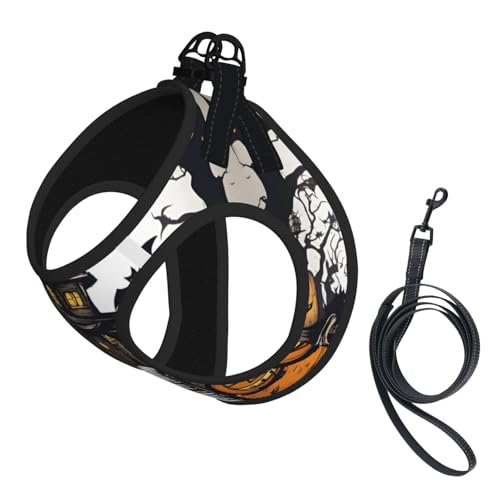 Happy-Halloween-Hundegeschirr mit Vektor-Druck, verstellbar, für Welpen, Leinenclips, Haustiergeschirr, Trainingsweste von ERSDWRE