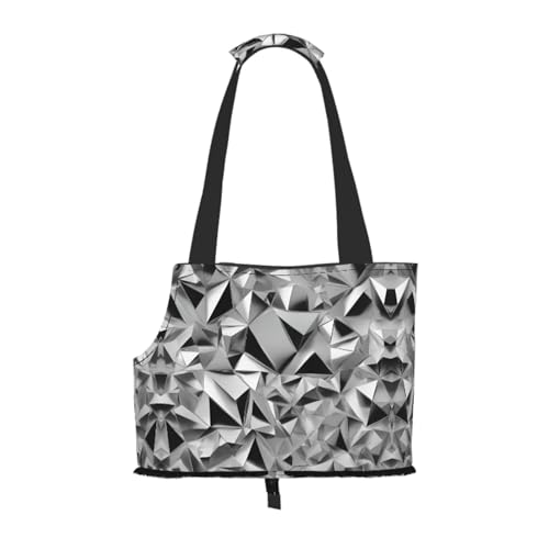 Haustier-Tragetasche, Motiv: geometrische Figur, für Katzen, Hunde, bequem, tragbar, faltbar, für Haustiere, silberfarben Haustier-Tragetasche, Motiv: geometrische Figur, für Katzen, Hunde, bequem, tragbar, faltbar, für Haustiere, silberfarben von ERSDWRE