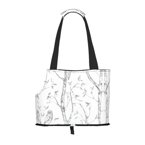 Haustier-Tragetasche mit grauem Wald und Vögeln, für Katzen und Hunde, bequem, tragbar, faltbar, Haustier-Tragetasche Haustier-Tragetasche mit grauem Wald und Vögeln, für Katzen und Hunde, bequem, tragbar, faltbar, Haustier-Tragetasche von ERSDWRE