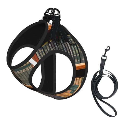 Hundegeschirr mit Bibliotheks-Bücherregaldruck, verstellbar, für Welpen, Leinenclips, Haustiergeschirr, Training, Haustierweste von ERSDWRE