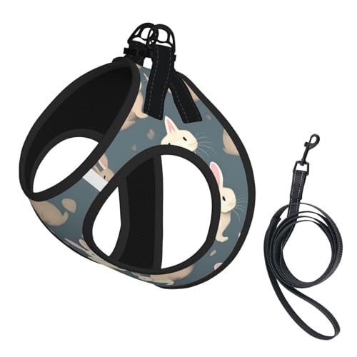 Hundegeschirr mit Kaninchen-Hintergrund, verstellbar, für Spaziergänge, Welpen, Leinenclips, Haustiergeschirr, Trainingsweste von ERSDWRE
