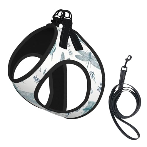 Hundegeschirr mit Libellen-Aufdruck, verstellbar, für Spaziergänge, Welpen, Leinenclips, Haustiergeschirr, Trainingsweste von ERSDWRE