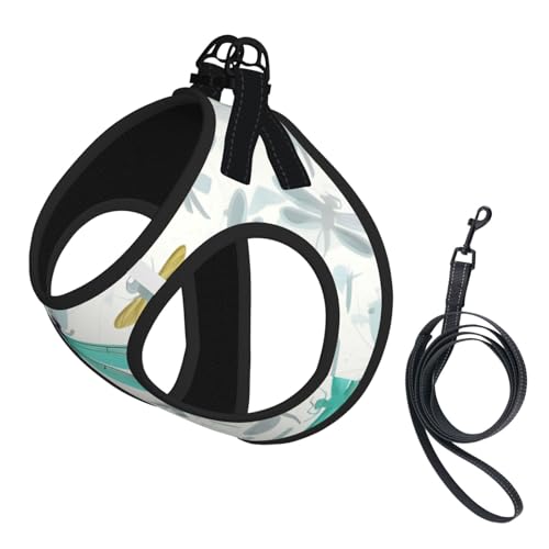 Hundegeschirr mit Libellen-Druck, verstellbar, für Spaziergänge, Welpen, Leinenclips, Haustiergeschirr, Trainingsweste von ERSDWRE