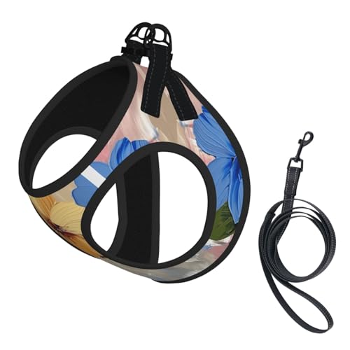 Hundegeschirr mit drei Blumendruck, verstellbar, für Welpen, Leinenclips, Haustiergeschirr, Trainingsweste Hundegeschirr mit drei Blumendruck, verstellbar, für Welpen, Leinenclips, Haustiergeschirr, Trainingsweste von ERSDWRE