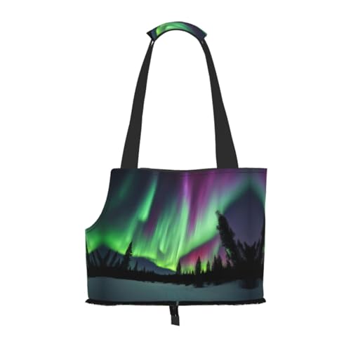 Northern Lights Malerei Haustier Tragetasche Handtasche Katzen Hunde Komfort Tragbar Faltbare Haustiertasche Hundetrage Haustier Tragetasche von ERSDWRE