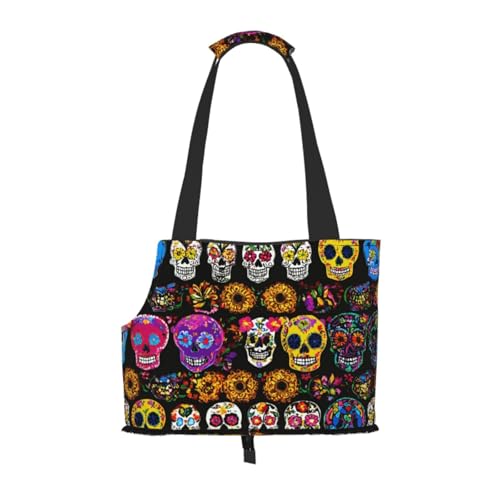 Tragetasche für Haustiere, Motiv: Rosen, Totenkopf, für Katzen und Hunde, bequem, tragbar, faltbar, für Hunde Tragetasche für Haustiere, Motiv: Rosen, Totenkopf, für Katzen und Hunde, bequem, tragbar, faltbar, für Hunde von ERSDWRE