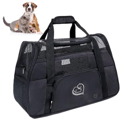 Haustier-Transportbox mit weichen Seiten, Katzen-Transportbox, atmungsaktive Hunde-Transportbox mit Netzfenster für kleine Katzen, Welpen-Transportbox bis zu 7,5 kg, Haustier-Reise-Transportbox, FAL Haustier-Transportbox mit weichen Seiten, Katzen-Transportbox, atmungsaktive Hunde-Transportbox mit Netzfenster für kleine Katzen, Welpen-Transportbox bis zu 7,5 kg, Haustier-Reise-Transportbox, FAL von ERSINIAN