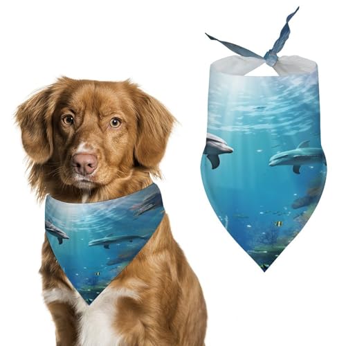 Blue Sea Hundehalstücher für Hunde, niedlich, weiche Baumwolle, waschbar, für den täglichen Sommer, langlebig, dreieckig, wendbar, geeignet für kleine, mittelgroße und große Hunde und Katzen von ERSTSNCK