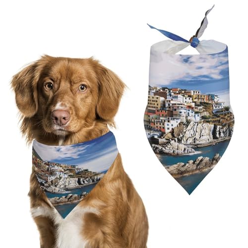 Cinque Terre Hundehalstücher, niedlich, weiche Baumwolle, waschbar, für den täglichen Sommer, langlebig, dreieckig, wendbar, geeignet für kleine, mittelgroße und große Hunde und Katzen Cinque Terre Hundehalstücher, niedlich, weiche Baumwolle, waschbar, für den täglichen Sommer, langlebig, dreieckig, wendbar, geeignet für kleine, mittelgroße und große Hunde und Katzen von ERSTSNCK