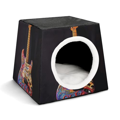Eine schöne Gitarren-Haustierhütte, bequemes Nest für Haustiere, Weltraumkapsel, warm, weich, für den Innenbereich, Haustierhaus für Innenkatzen, kleine Hunde und mittelgroße Tiere von ERSTSNCK