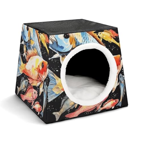 Fisch-Haustierhütte, bequemes Nest für Haustiere, Weltraumkapsel, warm, weich, für den Innenbereich, für Katzen, kleine Hunde und mittelgroße Tiere Fisch-Haustierhütte, bequemes Nest für Haustiere, Weltraumkapsel, warm, weich, für den Innenbereich, für Katzen, kleine Hunde und mittelgroße Tiere von ERSTSNCK