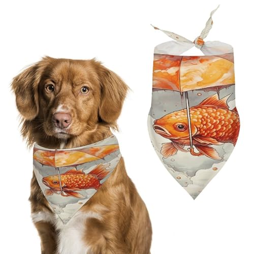 Fish Under Umbrella Hundehalstücher, niedlich, weiche Baumwolle, waschbar, für den täglichen Sommer, langlebig, dreieckig, wendbar, geeignet für kleine, mittelgroße und große Hunde und Katzen Fish Under Umbrella Hundehalstücher, niedlich, weiche Baumwolle, waschbar, für den täglichen Sommer, langlebig, dreieckig, wendbar, geeignet für kleine, mittelgroße und große Hunde und Katzen von ERSTSNCK