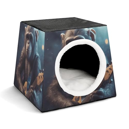 Haustierhütte mit Affe, die Gitarre spielt, bequemes Nest für Haustiere, Weltraumkapsel, warm, weich, für den Innenbereich, für Katzen, kleine Hunde und mittelgroße Tiere Haustierhütte mit Affe, die Gitarre spielt, bequemes Nest für Haustiere, Weltraumkapsel, warm, weich, für den Innenbereich, für Katzen, kleine Hunde und mittelgroße Tiere von ERSTSNCK