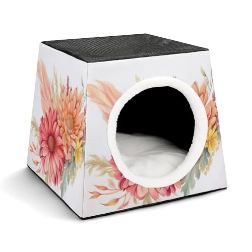 Haustierhütte mit Blumenzeichnung, bequemes Nest für Haustiere, Weltraumkapsel, warm, weich, Innenbereich, Haustierhaus für Indoor-Katzen, kleine Hunde und mittelgroße Tiere Haustierhütte mit Blumenzeichnung, bequemes Nest für Haustiere, Weltraumkapsel, warm, weich, Innenbereich, Haustierhaus für Indoor-Katzen, kleine Hunde und mittelgroße Tiere von ERSTSNCK