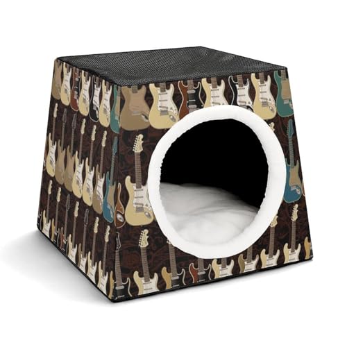 Haustierhütte mit Kunst-Gitarrenmuster, bequemes Nest für Haustiere, Weltraumkapsel, warm, weich, für den Innenbereich, Haustierhaus für Innenkatzen, kleine Hunde und mittelgroße Tiere Haustierhütte mit Kunst-Gitarrenmuster, bequemes Nest für Haustiere, Weltraumkapsel, warm, weich, für den Innenbereich, Haustierhaus für Innenkatzen, kleine Hunde und mittelgroße Tiere von ERSTSNCK