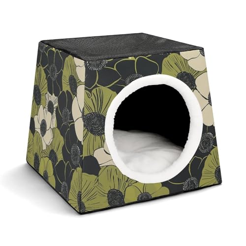 Haustierhütte mit Olivgrünen Blumen, bequemes Nest für Haustiere, Weltraumkapsel, warm, weich, für den Innenbereich, Haustierhaus für Innenkatzen, kleine Hunde und mittelgroße Tiere Haustierhütte mit Olivgrünen Blumen, bequemes Nest für Haustiere, Weltraumkapsel, warm, weich, für den Innenbereich, Haustierhaus für Innenkatzen, kleine Hunde und mittelgroße Tiere von ERSTSNCK