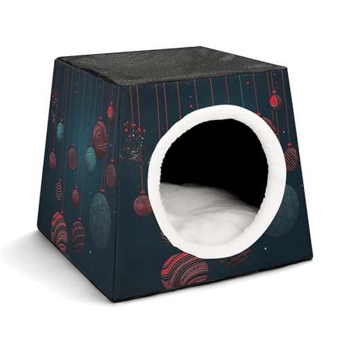 Haustierhütte mit Weihnachtsdekorationsmuster, bequemes Nest für Haustiere, Weltraumkapsel, warm, weich, für den Innenbereich, Haustierhaus für Innenkatzen, kleine Hunde und mittelgroße Tiere von ERSTSNCK