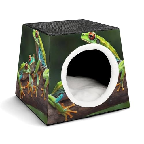Haustierhütte mit bunten Fröschen und Libellen, bequemes Nest für Haustiere, Weltraumkapsel, warm, weich, für den Innenbereich, für Katzen, kleine Hunde und mittelgroße Tiere Haustierhütte mit bunten Fröschen und Libellen, bequemes Nest für Haustiere, Weltraumkapsel, warm, weich, für den Innenbereich, für Katzen, kleine Hunde und mittelgroße Tiere von ERSTSNCK