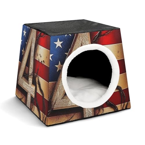 Haustierhütte mit patriotischer Flagge, bequemes Nest für Haustiere, Weltraumkapsel, warm, weich, für den Innenbereich, Haustierhaus für Katzen, kleine Hunde und mittelgroße Tiere Haustierhütte mit patriotischer Flagge, bequemes Nest für Haustiere, Weltraumkapsel, warm, weich, für den Innenbereich, Haustierhaus für Katzen, kleine Hunde und mittelgroße Tiere von ERSTSNCK