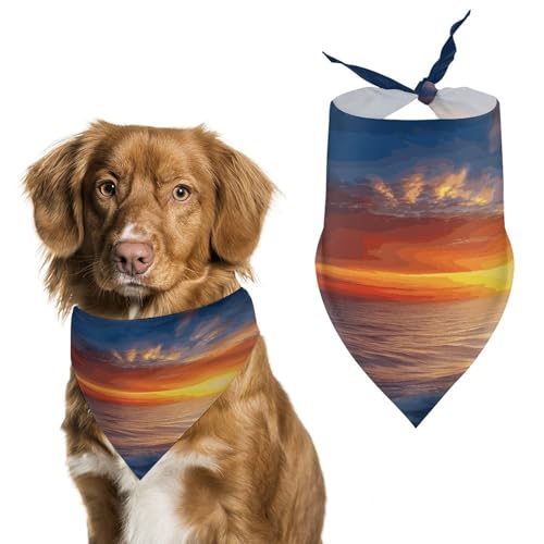 Hundehalstücher mit Meer und Sonnenuntergang, niedlich, weiche Baumwolle, waschbar, für den täglichen Sommer, langlebig, dreieckig, wendbar, geeignet für kleine, mittelgroße und große Hunde und Katzen Hundehalstücher mit Meer und Sonnenuntergang, niedlich, weiche Baumwolle, waschbar, für den täglichen Sommer, langlebig, dreieckig, wendbar, geeignet für kleine, mittelgroße und große Hunde und Katzen von ERSTSNCK