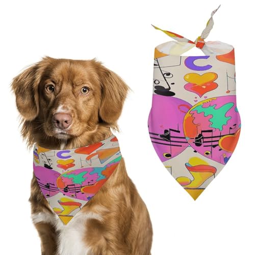 Hundehalstücher mit Musiksymbolen, niedlich, weiche Baumwolle, waschbar, für den täglichen Sommer, langlebig, dreieckig, wendbar, geeignet für kleine, mittelgroße und große Hunde und Katzen Hundehalstücher mit Musiksymbolen, niedlich, weiche Baumwolle, waschbar, für den täglichen Sommer, langlebig, dreieckig, wendbar, geeignet für kleine, mittelgroße und große Hunde und Katzen von ERSTSNCK