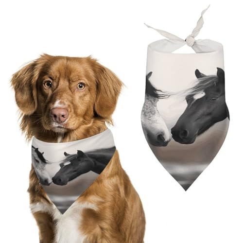 Hundehalstücher mit Pferden, niedlich, weiche Baumwolle, waschbar, für den täglichen Sommer, langlebig, dreieckig, wendbar, geeignet für kleine, mittelgroße und große Hunde und Katzen, Schwarz und Hundehalstücher mit Pferden, niedlich, weiche Baumwolle, waschbar, für den täglichen Sommer, langlebig, dreieckig, wendbar, geeignet für kleine, mittelgroße und große Hunde und Katzen, Schwarz und von ERSTSNCK