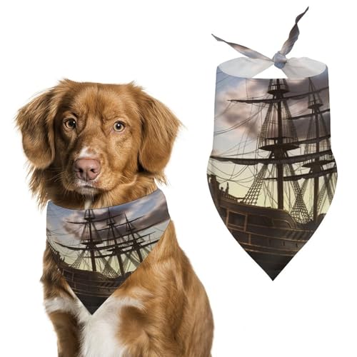 Hundehalstücher mit Piratenschiff, niedlich, weiche Baumwolle, waschbar, für den täglichen Sommer, langlebig, dreieckig, wendbar, geeignet für kleine, mittelgroße und große Hunde und Katzen Hundehalstücher mit Piratenschiff, niedlich, weiche Baumwolle, waschbar, für den täglichen Sommer, langlebig, dreieckig, wendbar, geeignet für kleine, mittelgroße und große Hunde und Katzen von ERSTSNCK
