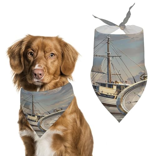 Hundehalstücher mit Schiffs- und Kompassmotiv, niedlich, weiche Baumwolle, waschbar, für den täglichen Sommer, langlebig, dreieckig, wendbar, geeignet für kleine, mittelgroße und große Hunde und Hundehalstücher mit Schiffs- und Kompassmotiv, niedlich, weiche Baumwolle, waschbar, für den täglichen Sommer, langlebig, dreieckig, wendbar, geeignet für kleine, mittelgroße und große Hunde und von ERSTSNCK