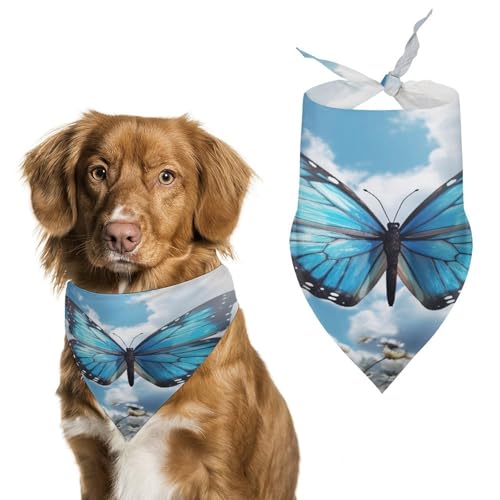 Hundehalstücher mit blauen Schmetterlingen und Wolken, niedlich, weiche Baumwolle, waschbar, für den täglichen Sommer, langlebig, dreieckig, wendbar, geeignet für kleine, mittelgroße und große Hunde Hundehalstücher mit blauen Schmetterlingen und Wolken, niedlich, weiche Baumwolle, waschbar, für den täglichen Sommer, langlebig, dreieckig, wendbar, geeignet für kleine, mittelgroße und große Hunde von ERSTSNCK