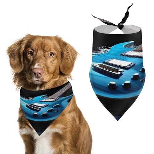 Hundehalstücher mit blauer Gitarre, niedlich, weiche Baumwolle, waschbar, für den täglichen Sommer, langlebig, dreieckig, wendbar, geeignet für kleine, mittelgroße und große Hunde und Katzen Hundehalstücher mit blauer Gitarre, niedlich, weiche Baumwolle, waschbar, für den täglichen Sommer, langlebig, dreieckig, wendbar, geeignet für kleine, mittelgroße und große Hunde und Katzen von ERSTSNCK